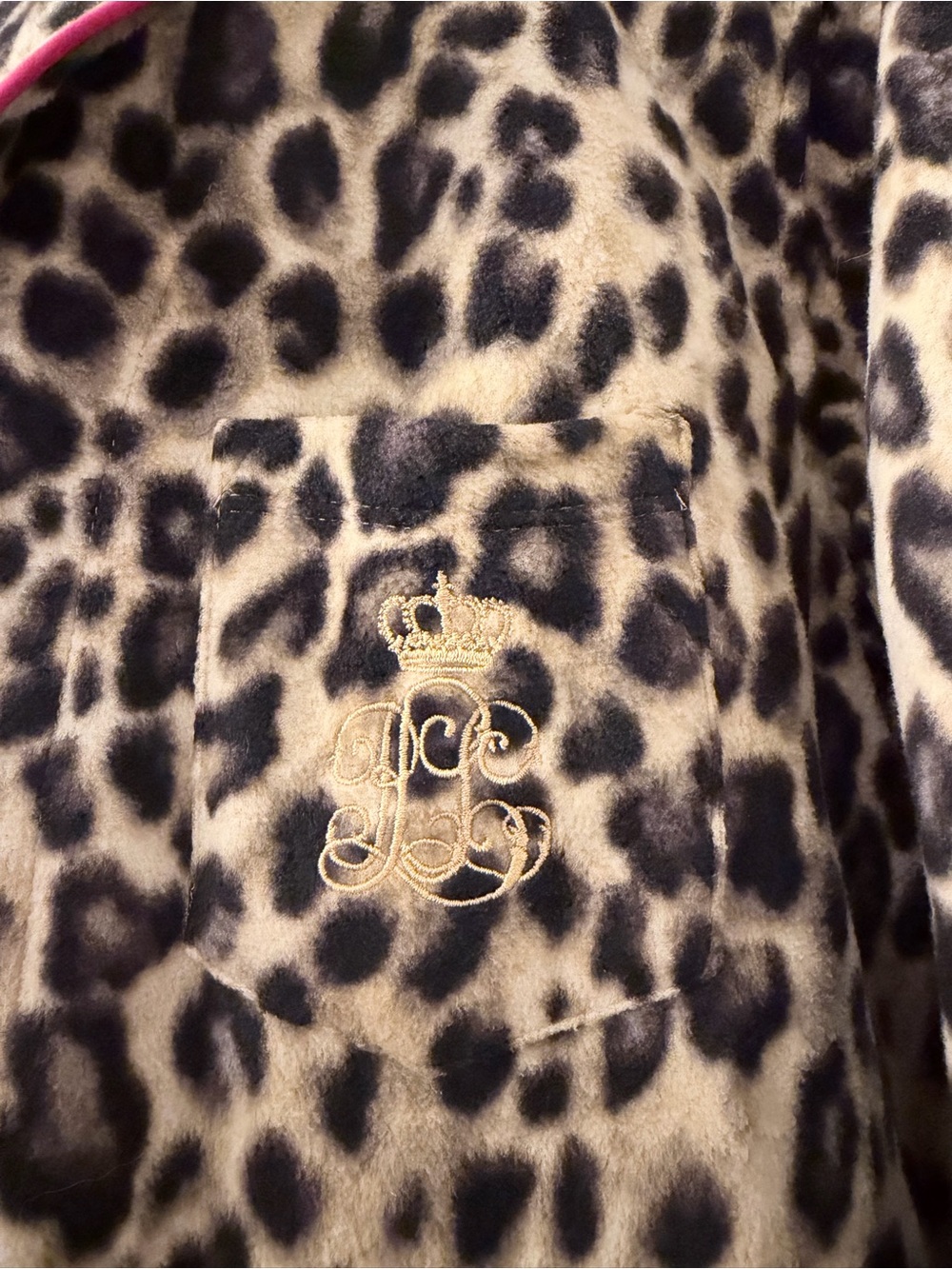 Lauren Ralph Lauren Leopard Print Fleece Pajama Set Brown Tan Crest Large - Picture 3 of 8